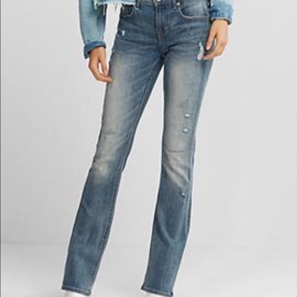 Express barely bootcut mid rise stretch jeans